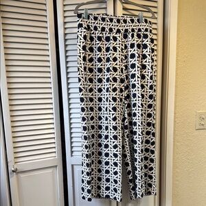 Navy and White Geometric Print Pants